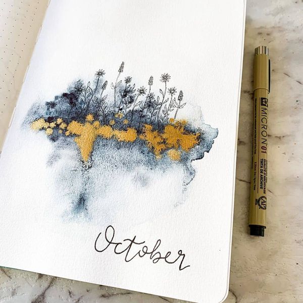 A Touch Of Gold - Bullet Journal Cover Pages Ideas for October