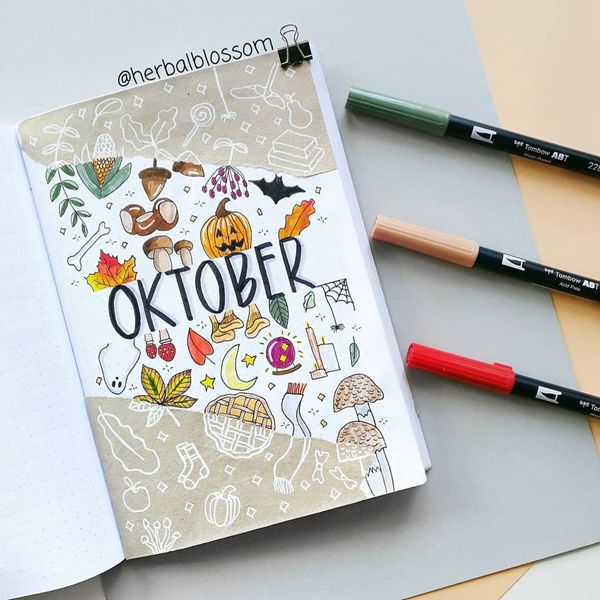 Autumn Harvest Craze - Bullet Journal Cover Pages Ideas for October