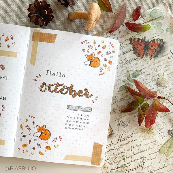 Autumn Sleep - Bullet Journal Cover Pages Ideas for October