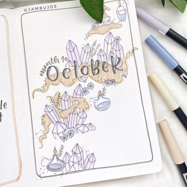 Crystal Vibrations - Bullet Journal Cover Pages Ideas for October