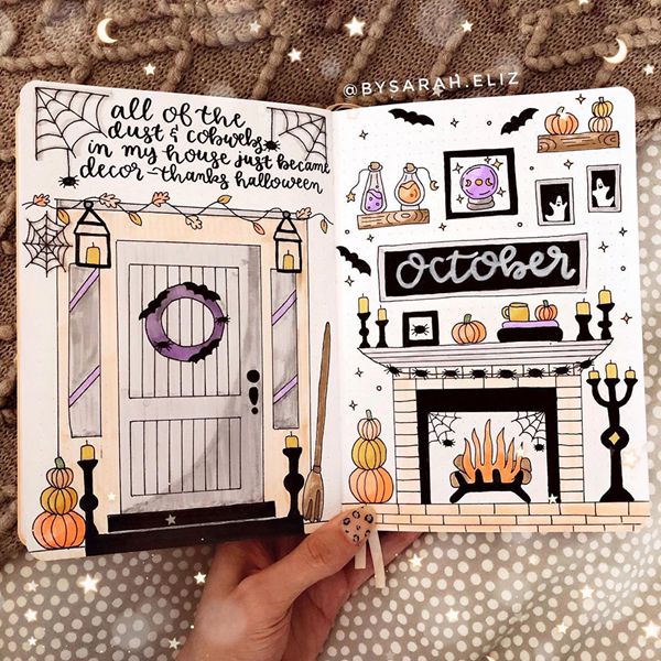Enter Halloween - Bullet Journal Cover Pages Ideas for October