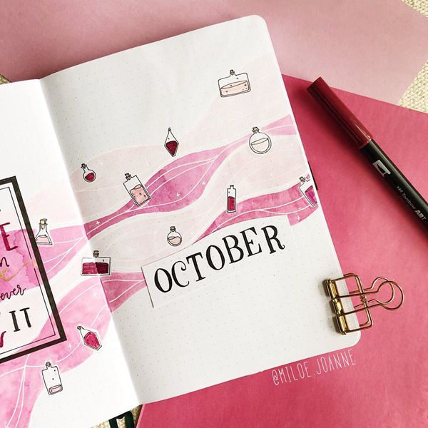 Girly Pinks - Bullet Journal Cover Pages Ideas for October