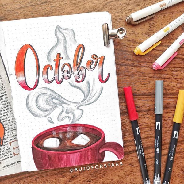 Hot Choca Choca Coco - Bullet Journal Cover Pages Ideas for October