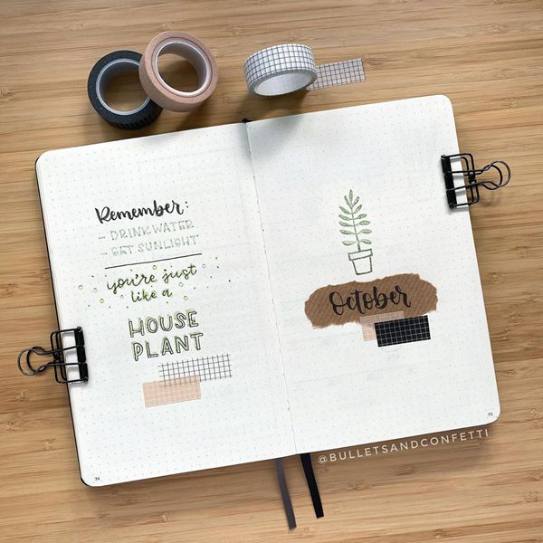 House Plant Minimalistic Simplicity - Bullet Journal Cover Pages Ideas for October