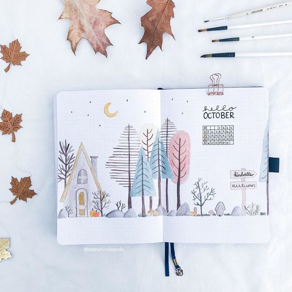Lovely Country Evening - Bullet Journal Cover Pages Ideas for October