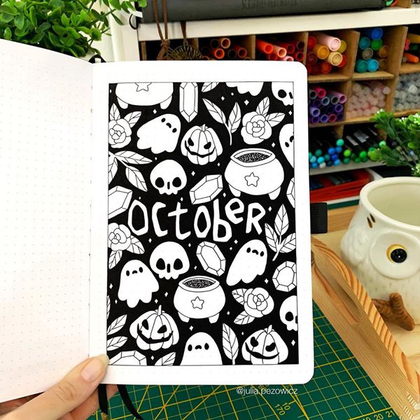 Mexican Inspired Halloween - Bullet Journal Cover Pages Ideas for October