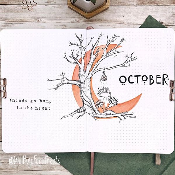 Minimalist’s Spooky Cover Page - Bullet Journal Cover Pages Ideas for October