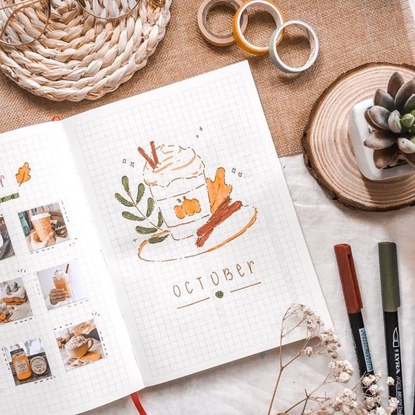Pumpkin Cupcake - Bullet Journal Cover Pages Ideas for October