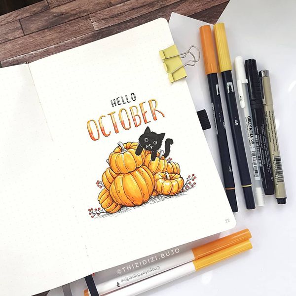 Pumpkin Cuteness - Bullet Journal Cover Pages Ideas for October