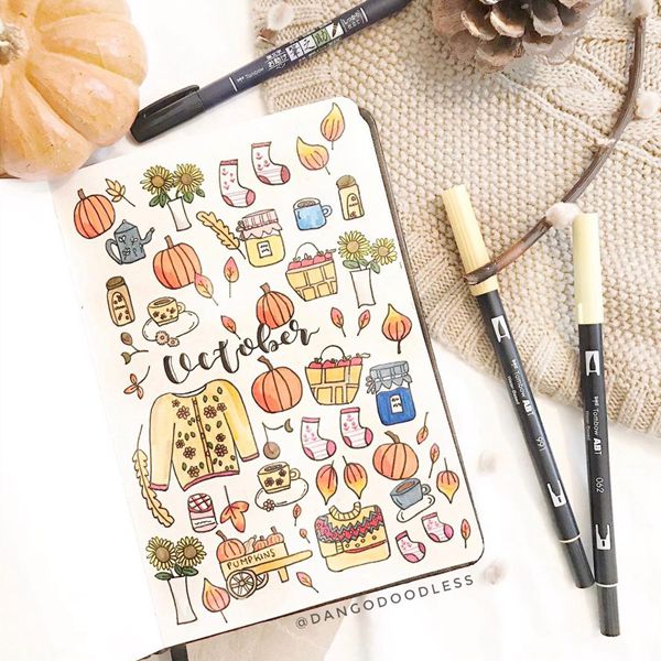 Scandi Autumn Is Here - Bullet Journal Cover Pages Ideas for October