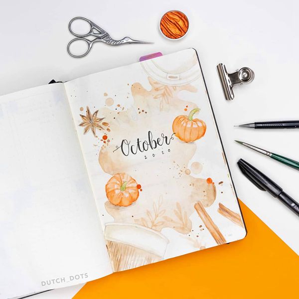 Spilled Coffee - Bullet Journal Cover Pages Ideas for October