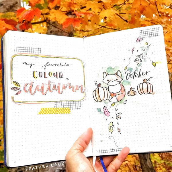 Watercolour Cover Page - Bullet Journal Cover Pages Ideas for October
