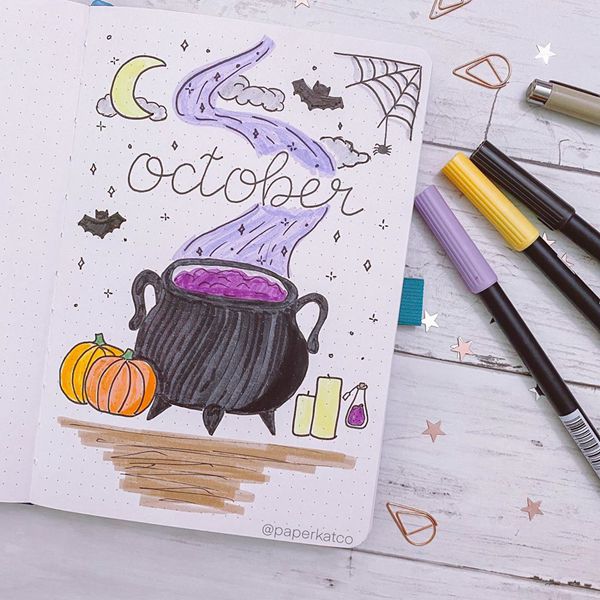 Witch’s Cauldron - Bullet Journal Cover Pages Ideas for October