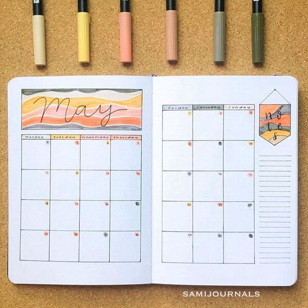 Dessert Vibes Bullet Journal Calendar Spread Ideas for May