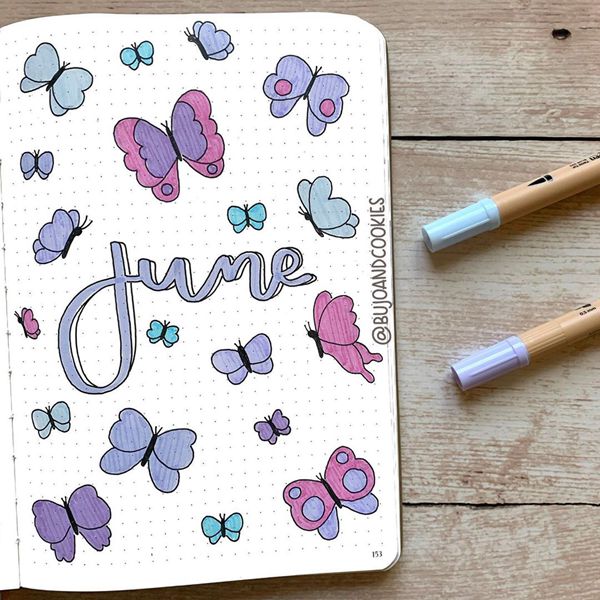 Butterflies - Bullet Journal Cover Ideas for June