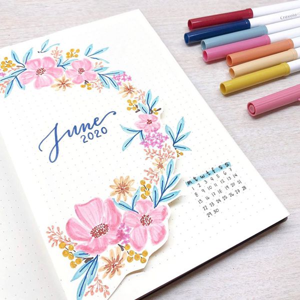 Floral Wreath - Bullet Journal Cover Ideas for June