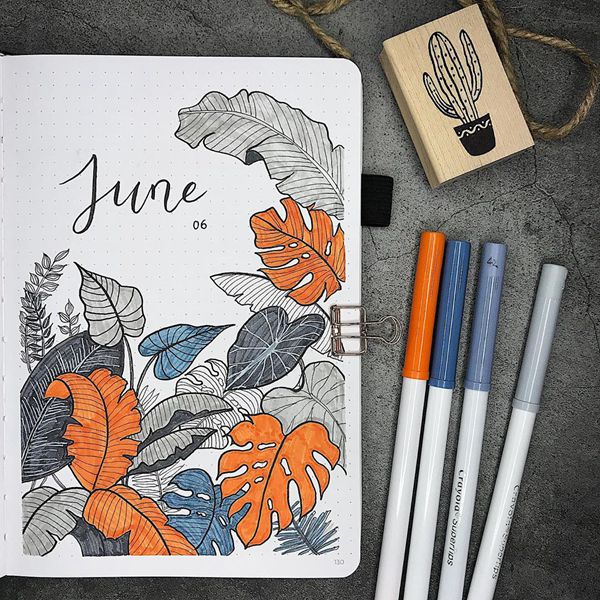 Tropic Leaves - Bullet Journal Cover Ideas for June