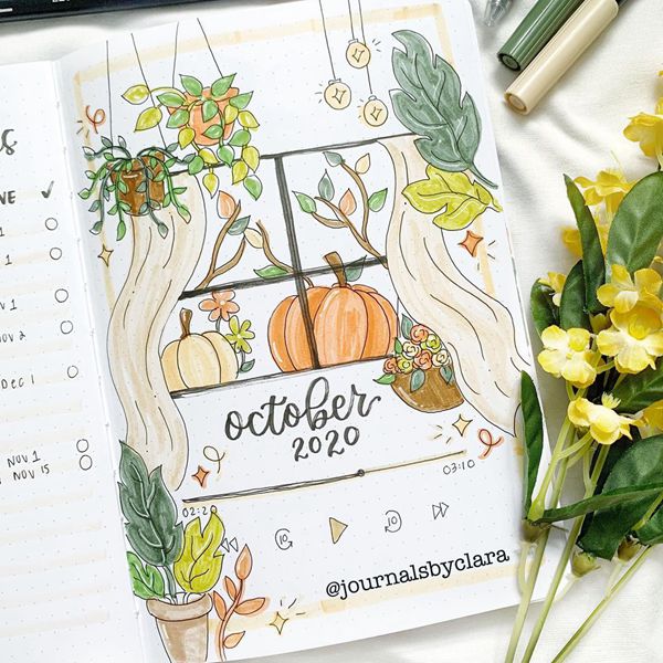 Autumn Outside And Summer Indoors - Bullet Journal Cover Pages Ideas for October