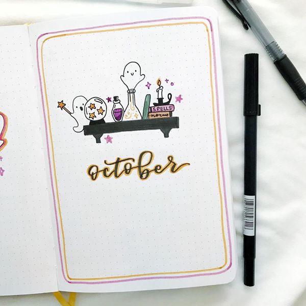 Cuteness Overdose On My Shelf - Bullet Journal Cover Pages Ideas for October