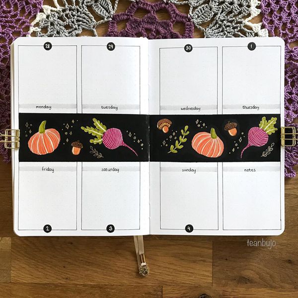 Delicious Fall Weekly Spread - Bullet Journal Weekly Spreads Ideas for October