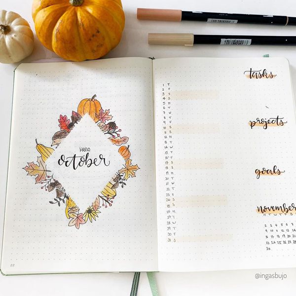 Diamond Harvest - Bullet Journal Cover Pages Ideas for October