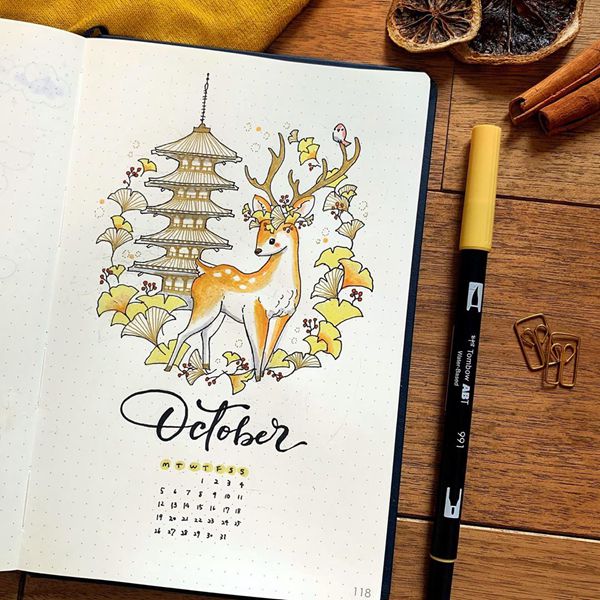 Going Oriental - Bullet Journal Cover Pages Ideas for October