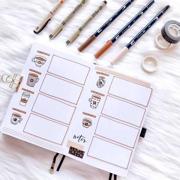 Good Morning Coffee Spread - Bullet Journal Weekly Spreads Ideas for October