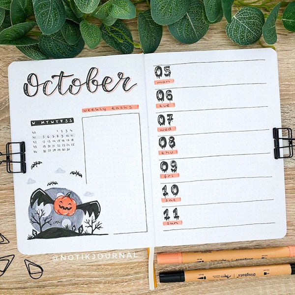 Spooky Spread - Bullet Journal Weekly Spreads Ideas for October