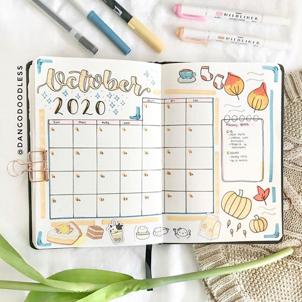 Stocking up Before Winter - Bullet Journal Monthly Calendar Spread Ideas for October
