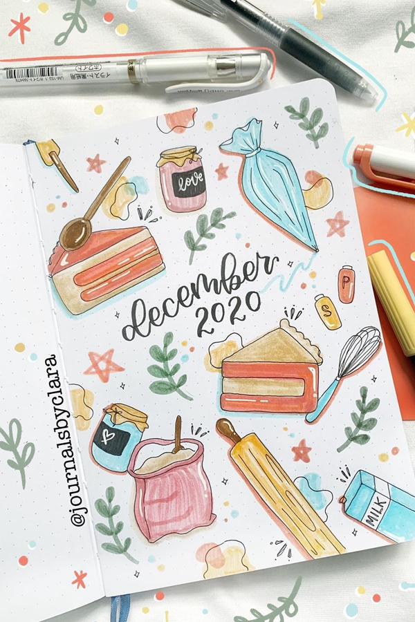 Cake and Baking December - December Bullet Journal Ideas - Cover Page for December