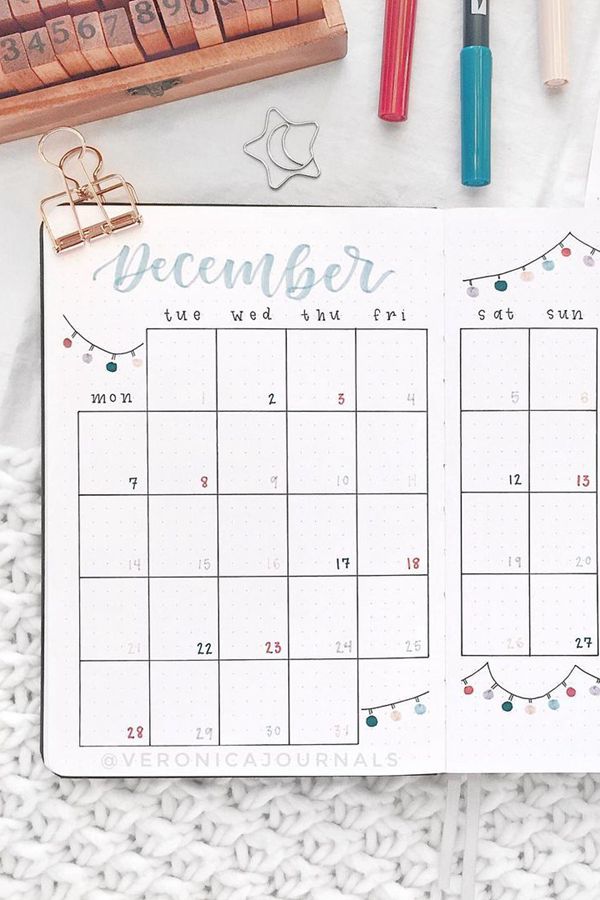 Twinkle Lights December Thread - December Bullet Journal Ideas - Monthly Pages for December